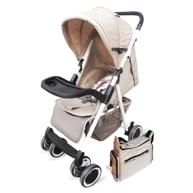 Baby Luxury Stroller with Diaper Bag Light Brown