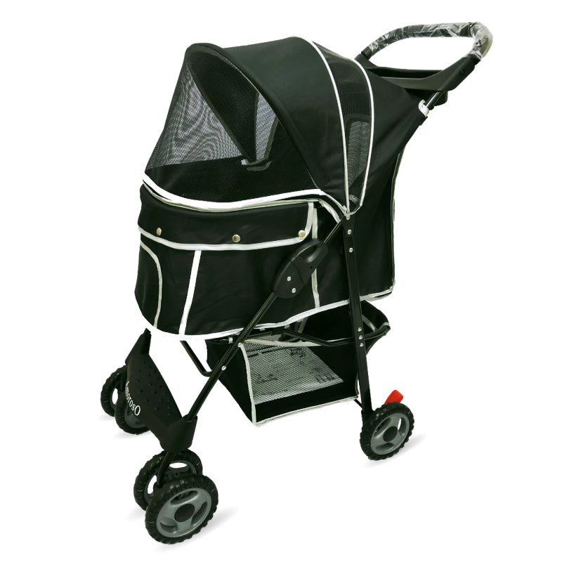 Deluxe 4 Wheel Dog Stroller Black Medium