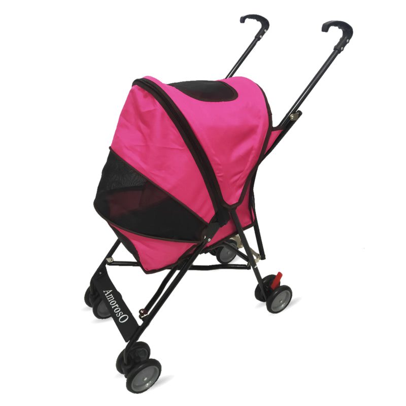 4 Wheel Dog Stroller Foldable Umbrella Doggie Carriage Pink